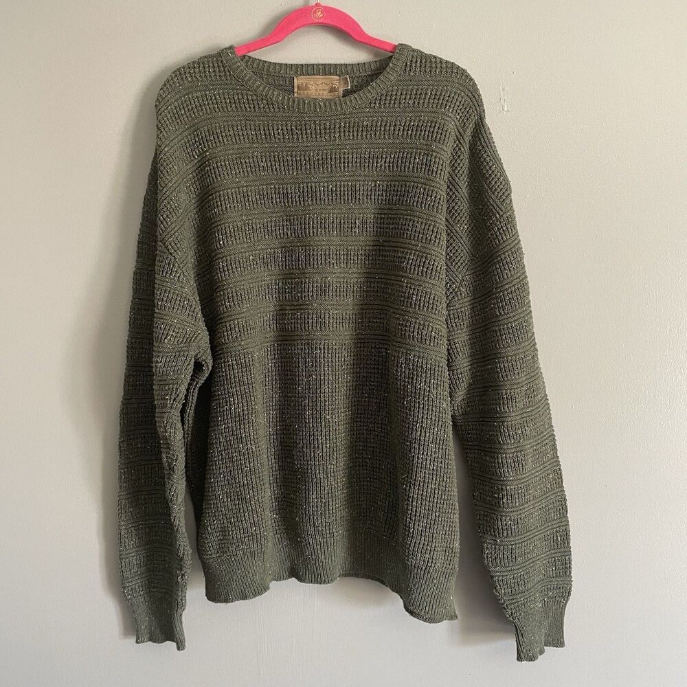 VINTAGE Shenandoah Men Sweater XL Green Knit Made in USA Grandpa Core